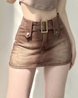Spring Summer Pure Desire Metal Buckle Belt Short Skirt