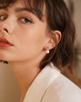 Women’s Sterling Silver Moon & Pearl Earrings – Minimal Elegance with Lunar Charm