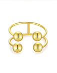 18K Gold & Platinum U-Shaped Adjustable Ring – Modern Minimalist Stackable Jewelry for Women