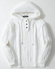 🔥 MEN'S TWISTED FLOWER HOODIE – LOOSE FIT PULLOVER (100% POLYESTER, WHITE) – STREETWEAR ESSENTIAL
