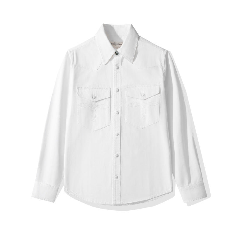 🌼👔 Jeanshemd mit Blumenmuster – Vintage-gewaschene Baumwolle