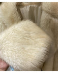 🧥 Women’s Mid-Length Fox Fur Coat – Timeless Elegance | 3D Embossed Pattern | S/M/L