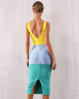 Glamour sculpté : robe moulante bandage colorblock pour femme