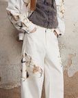Men's Color-Block Denim Pants - Straight Leg Streetwear Jeans
