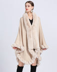Rex Rabbit Fur Collar Shawl – Imitation Cashmere Cardigan