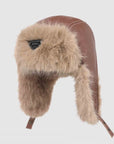 Women’s Warm Vintage Leather Pilot Hat – Retro Dome Style