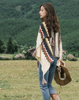 Women’s Bohemian Tassel Knit Shawl – Warm Acrylic Cape Scarf