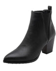 Damen-Stiefeletten mit Blockabsatz 👢 | 10 cm Schafthöhe 📏 | Schwarz/Gelbes PU-Leder ⚫🟡 (7 cm Plateau • Gummisohle)