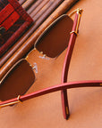 🕶️ Sonnenbrille mit Holzrahmen für Herren – UV400 & entspiegelte Glaslinsen – Retro-Sonnenbrille im Rechteckformat