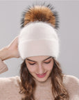 Angola Rabbit Fur Bonnet Girl 's Hat Fall Female Cap