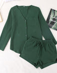 🌙 Women’s Double-Layer Cotton Gauze Pajama Set – Long Sleeve & Shorts