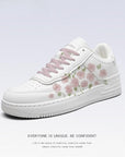 Baskets blanches en toile pour fille – Chaussures mi-hautes Sweet French Rose (lacets roses/blancs, pointure 35-40) – Chaussures décontractées à enfiler pour l'automne