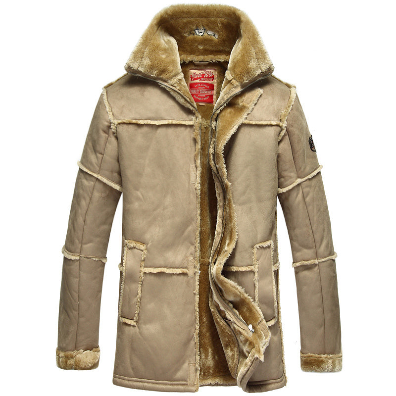 Men’s Mid-Length Leather Jacket – Rugged Elegance in Camel, Chocolate & Bronze