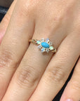 Rhombus Türkis Natur Opal Opal Ring 925 Silber