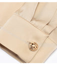 ✨ Women's 19 Momme Mulberry Silk Shirt – Light Champagne Office Essential (91% Silk + 9% Spandex) – Wrinkle-Resistant Luxury