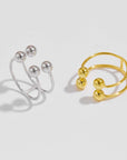 18K Gold & Platinum U-Shaped Adjustable Ring – Modern Minimalist Stackable Jewelry for Women