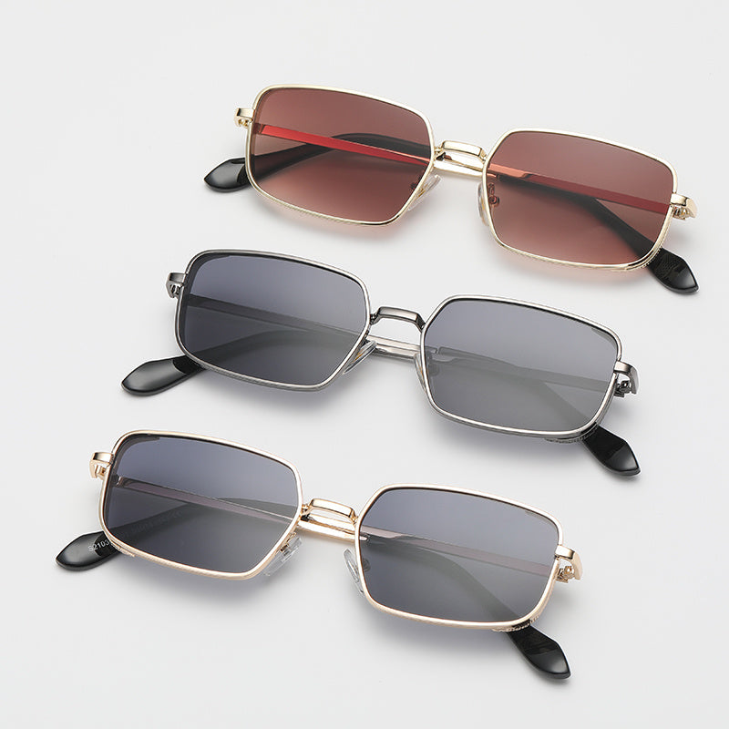 Women’s Metal Punk Square Sunglasses – Retro European Street Style Shades