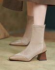 Women’s Thick Heel Pointed Toe Short Boots