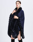 Rex Rabbit Fur Collar Shawl – Imitation Cashmere Cardigan