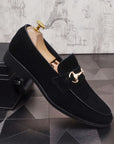 Men’s Genuine Leather Slip-On Shoes – Light Luxury Suede Beanie Loafers