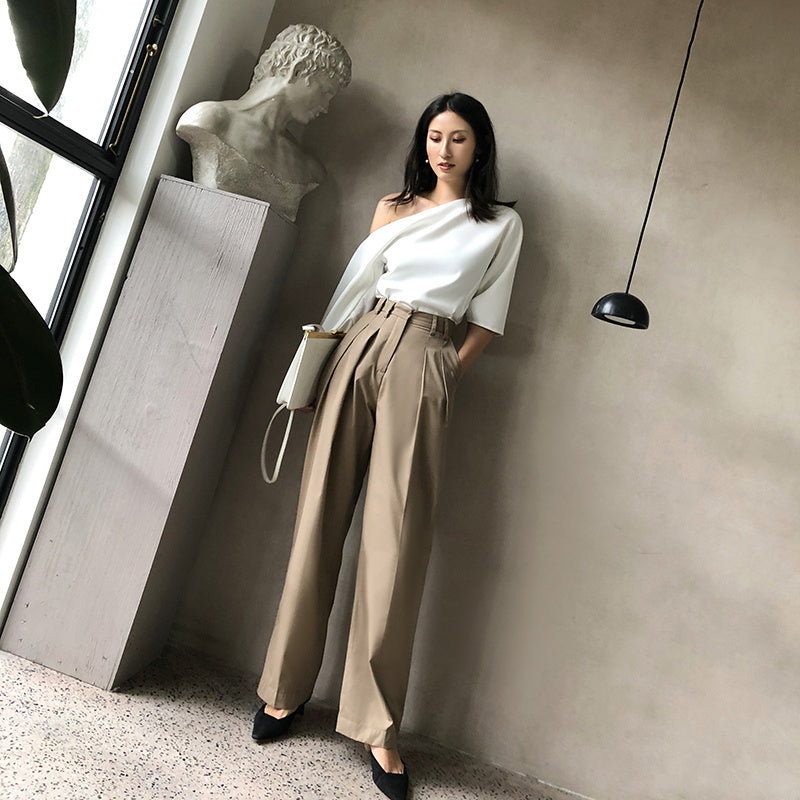 Women’s Strapless Shoulder Shirt - Polyester Stretch Top (91-95% Polyester, Slim Fit Casual Blouse)