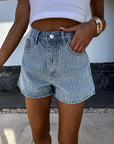 ✨ Women's Rhinestone Embellished Denim Shorts – Street Style Essential (Black/Denim Blue) – Straight Leg Comfort
