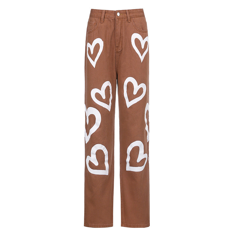 Love Graffiti Damen Jeans mit hoher Taille und geradem Schnitt