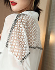 Women’s Summer Chiffon Hollow Lace Shirt – Sexy Single-Breasted Cardigan Blouse