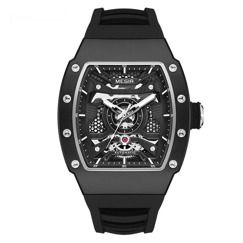 Men’s Business Mechanical Watch – 316 Stainless Steel Case with Silicone Strap