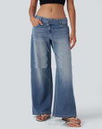 Low Waist Loose Buckle Loose Wide Leg Jeans