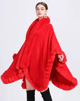 Rex Rabbit Fur Collar Shawl – Imitation Cashmere Cardigan