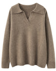 👚 Women’s Cashmere Polo Neck Sweater – Short & Loosely Fitted (Free Size, 50cm Length)