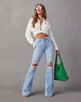 Women’s Fashion Wide-Leg Jeans – High-Waist Chic with Effortless Temperament