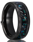 Bague en acier tungstène noir – Bague minimaliste incrustée Aobao pour homme (tailles US 7-13) – Bijou de mariage/quotidien électroplaqué durable