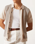 Men’s Luxury Tencel Polo Shirt – British-Inspired Striped Summer Top – Breathable & Stylish