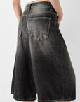 Women’s Low Waist Loose Denim Cropped Pants - Polyester Wide Leg Trousers (XS-3XL, Blue/Grey/Light Blue/Black) Casual Streetwear