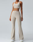 Women's Sculpting Yoga Set – Sexy Crisscross Back Tank & Flattering Horn-Leg Pants