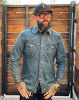 Chemise en jean à fleurs - Coton délavé vintage