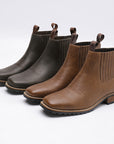 Men’s Chelsea Style Leather Boots – Suede Finish Square Toe Western Retro Low-Heel Ankle Boots