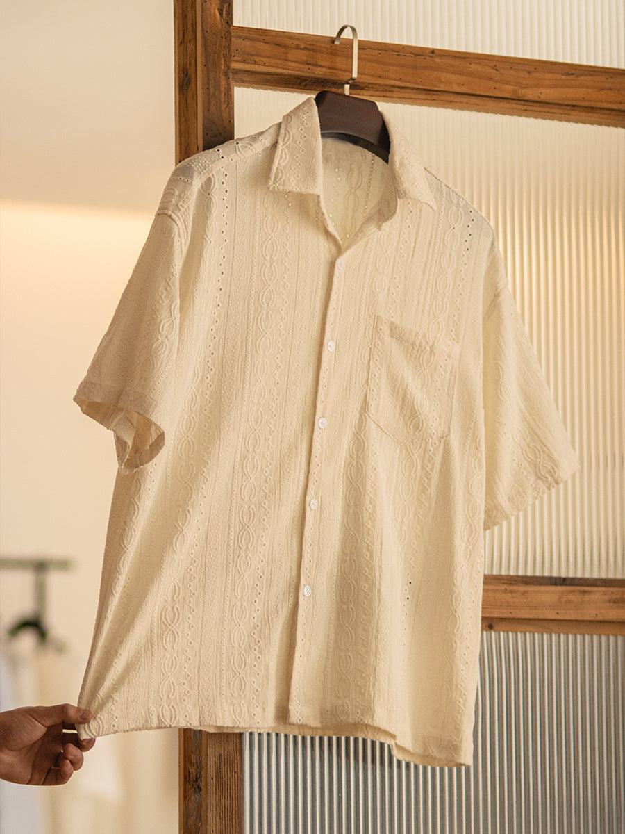 Chemise vintage homme en jacquard creux