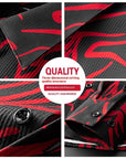 Men’s Digital Printed Striped Shirt – Slim Fit Long Sleeve (White/Red, Polyester)