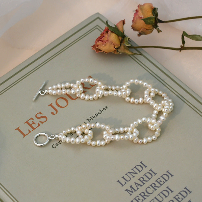 🌸 Women's Natural Freshwater Pearl Bracelet – 3mm White Pearls (925 Sterling Silver) – Timeless Elegance