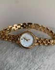 Women’s Elegant Retro Rhinestone Quartz Watch – Mild Luxury Gold Alloy Timepiece