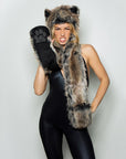 Hat Scarf Gloves One 100CM Faux Fur Hat