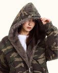 Damen Camouflage-Kapuzenjacke mit Baumwollpolsterung