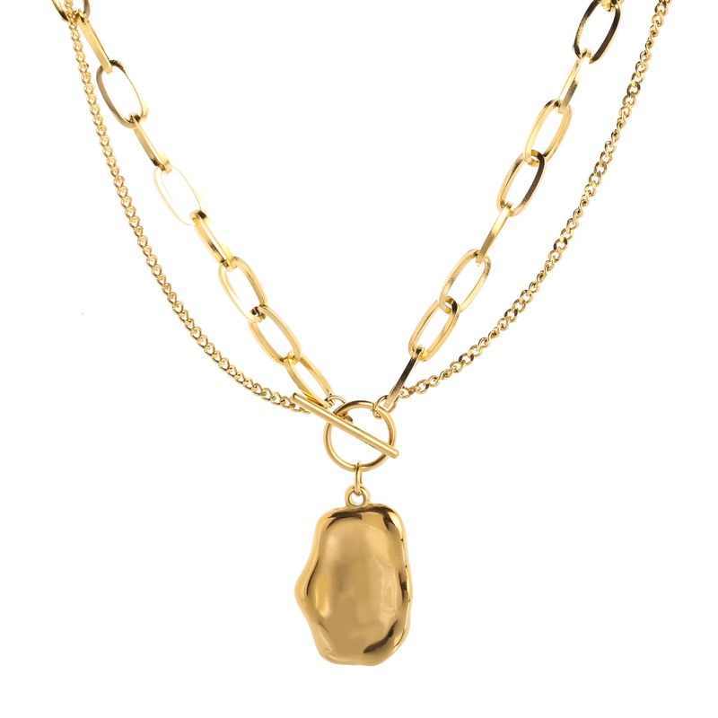 ✨ Women’s Double-Layer OT Buckle Necklace – Edgy Elegance