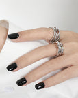 Women’s Multi-Layer Knotted S925 Sterling Silver Ring – Adjustable Open Design