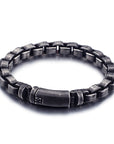 ⚫ Men’s Titanium Steel Bracelet – Retro Punk Style with Geometric Chain Design