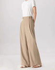 Women’s Loose Casual Work Pants - High Waist Viscose Trousers (Coffee/Gray/Black, S-XL) Office Commute Wide Leg Pants