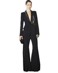 Women’s Beaded Slim Suit & Flared Pants Two-Piece Set – European Street Glam